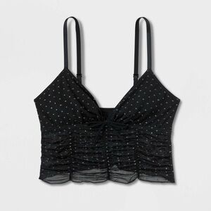 Women's Polka Dot Mesh Brami - Colsie Black